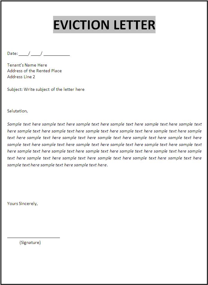 Eviction Letter Template Free Word s Templates