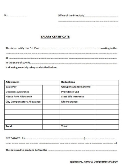 Salary Certificate Format Free Word Templates