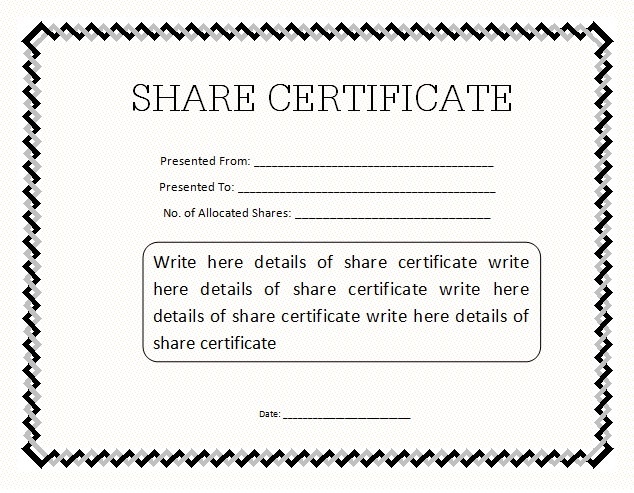 Share Certificate Template Australia