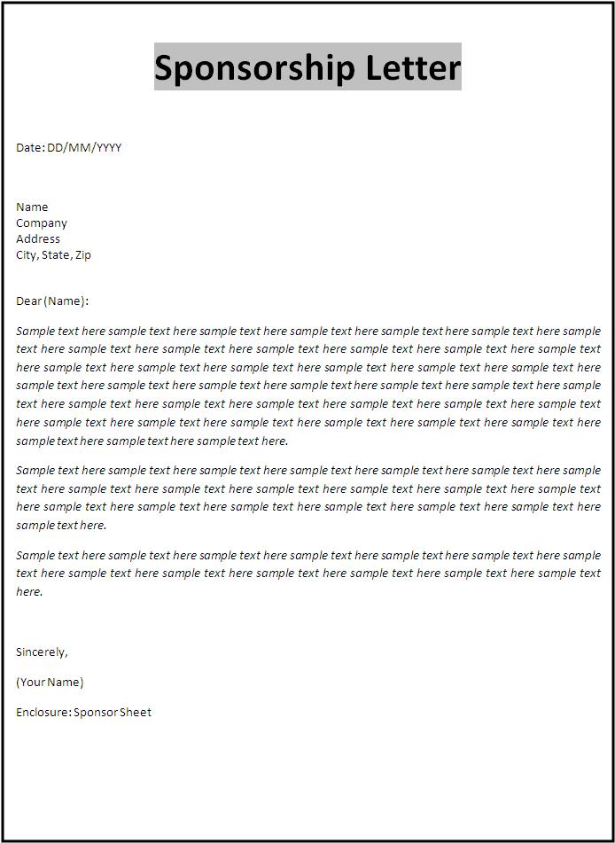 Sponsorship Letter Template Free Word s Templates