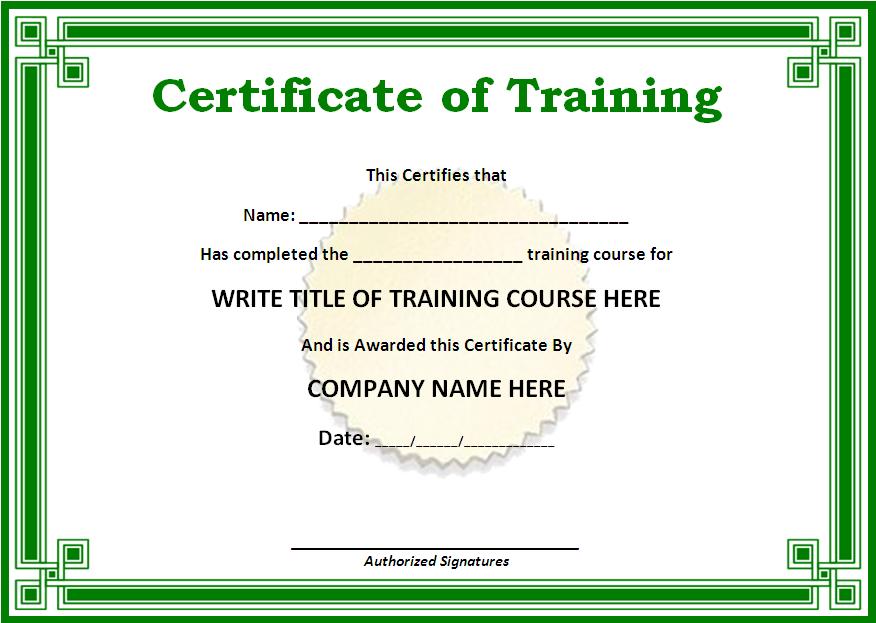 Training Certificate Example Free Word Templates