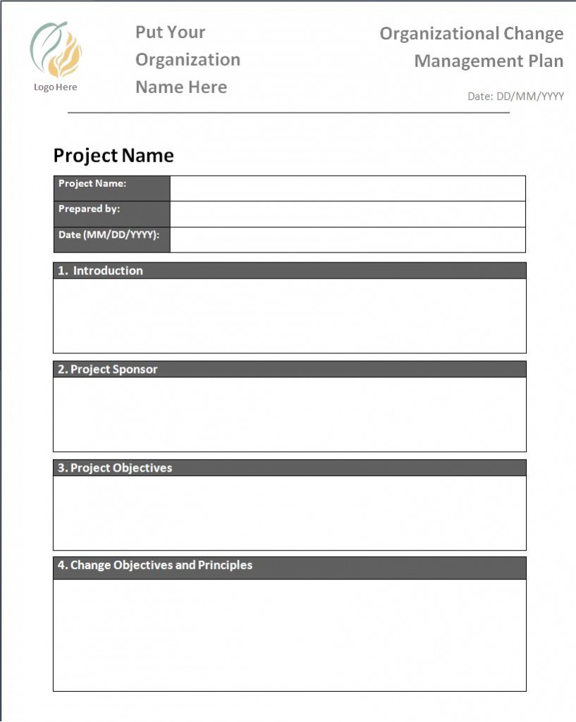 Free Change Management Plan Template Free Word Templates