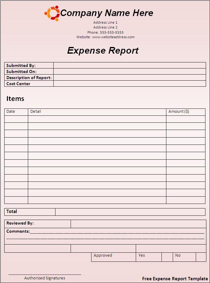 Claim Expense Report Free Word s Templates