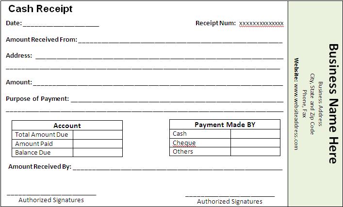 Sample Receipt Free Printable Documents