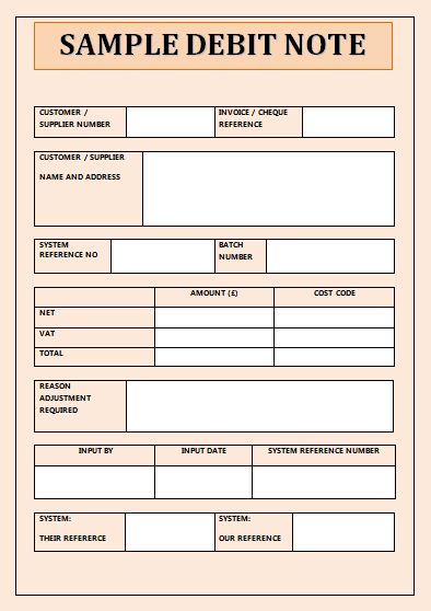 Debit Note Format Free Word s Templates