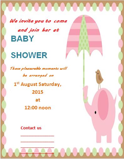 Baby Shower Invitation Template Free Word s Templates