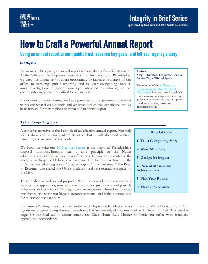 research program annual report