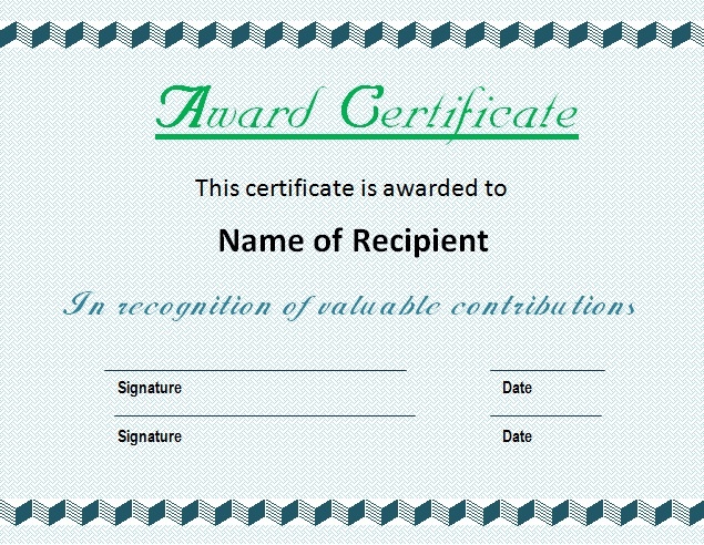 award certificate templates for pages