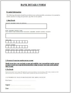 Bank Account Form sample | Free Word Templates