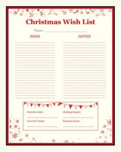 Christmas Wish List Template | Free Word Templates