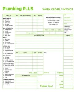 blank plumbing invoice