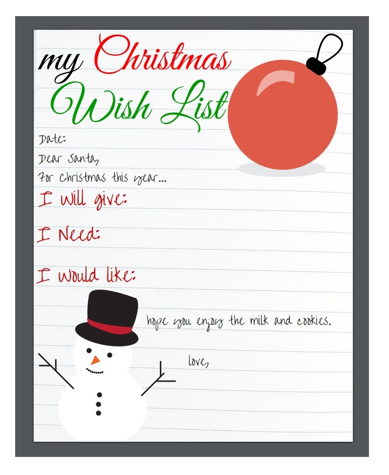 Santa Clause Wish List Template Free Word Templates