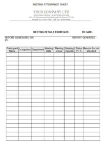 Attendance Sheet Template 