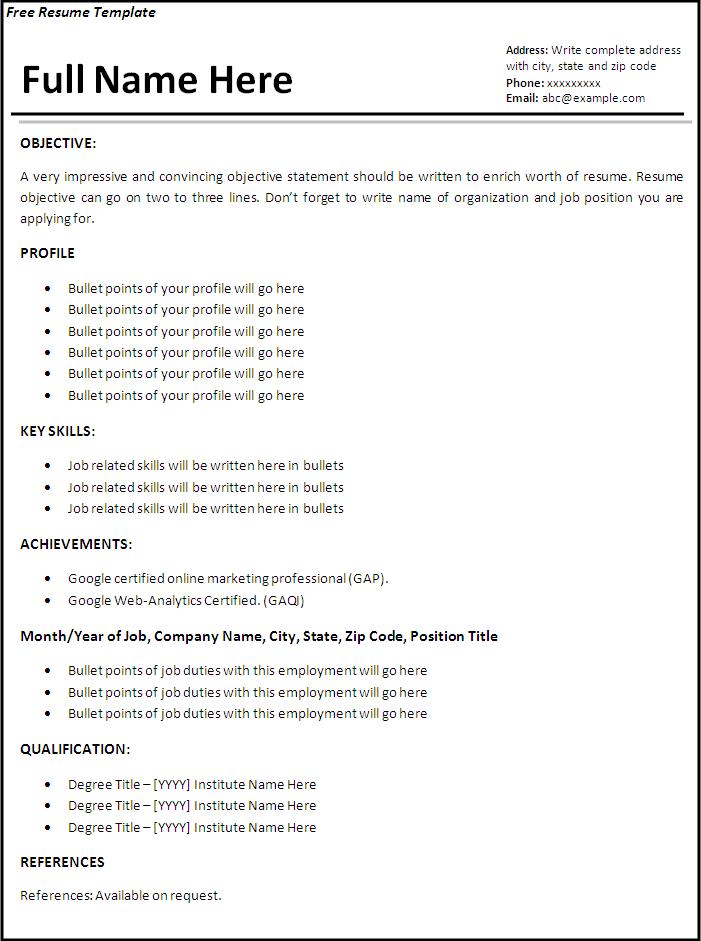resume templates word documents