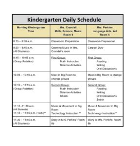 kindergarten daily schedule template google docs