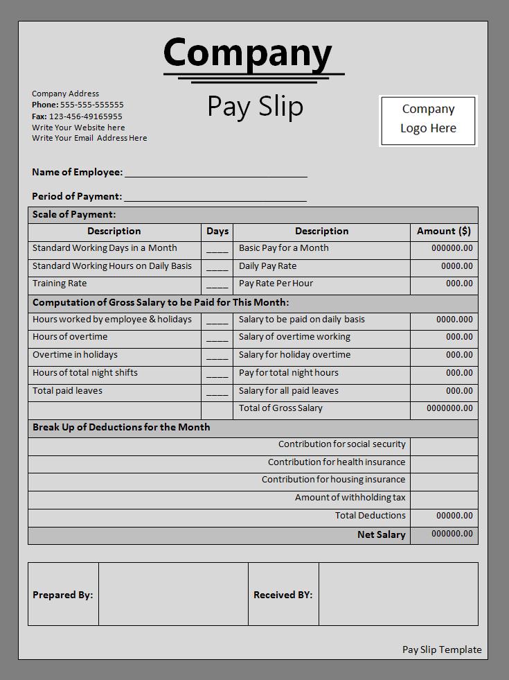 Payslip Forms Free Word Templates