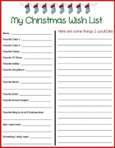 Christmas Wish List Template | Free Word Templates