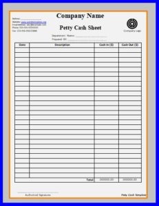 Petty Cash Template | Free Word Templates