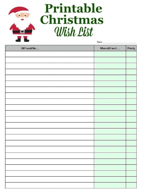 Christmas Day Wish List Template | Free Word Templates