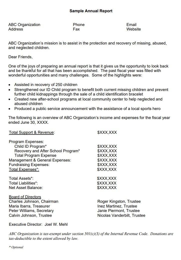 Annual Report Template Free Word And Excel Templates