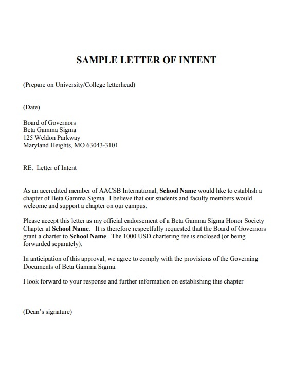 Letter of Intent Template Free Word Templates