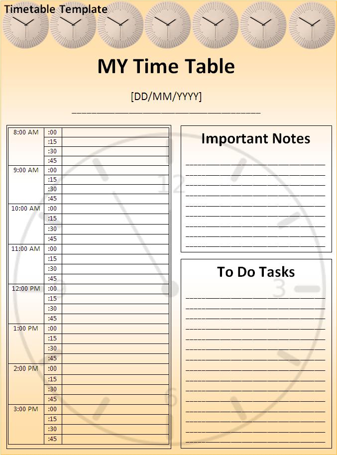 Timetable Template Business Templates Free Word Templates