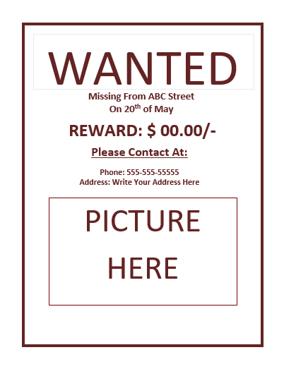 Wanted Poster Template – Free Word Templates