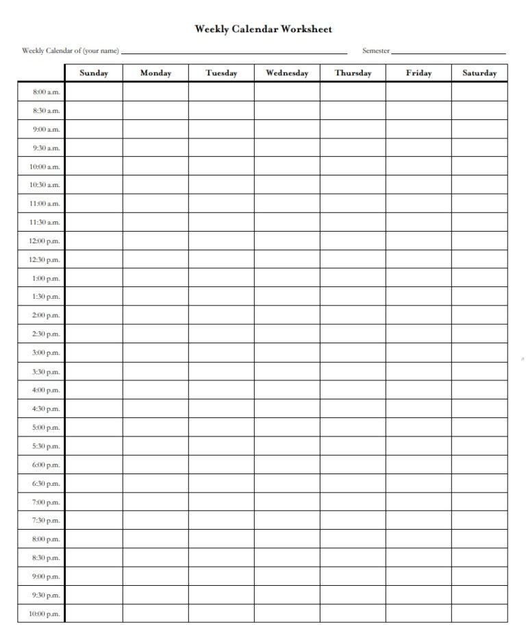 Weekly Planner Template | Free Word Templates