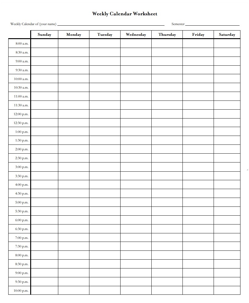 Weekly Planner Templates Professional Word Templates