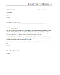 Inquiry-Letter example – Free Word Templates