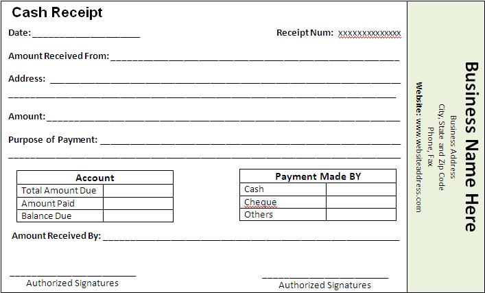 Sample Payment Receipt Free Word Templates