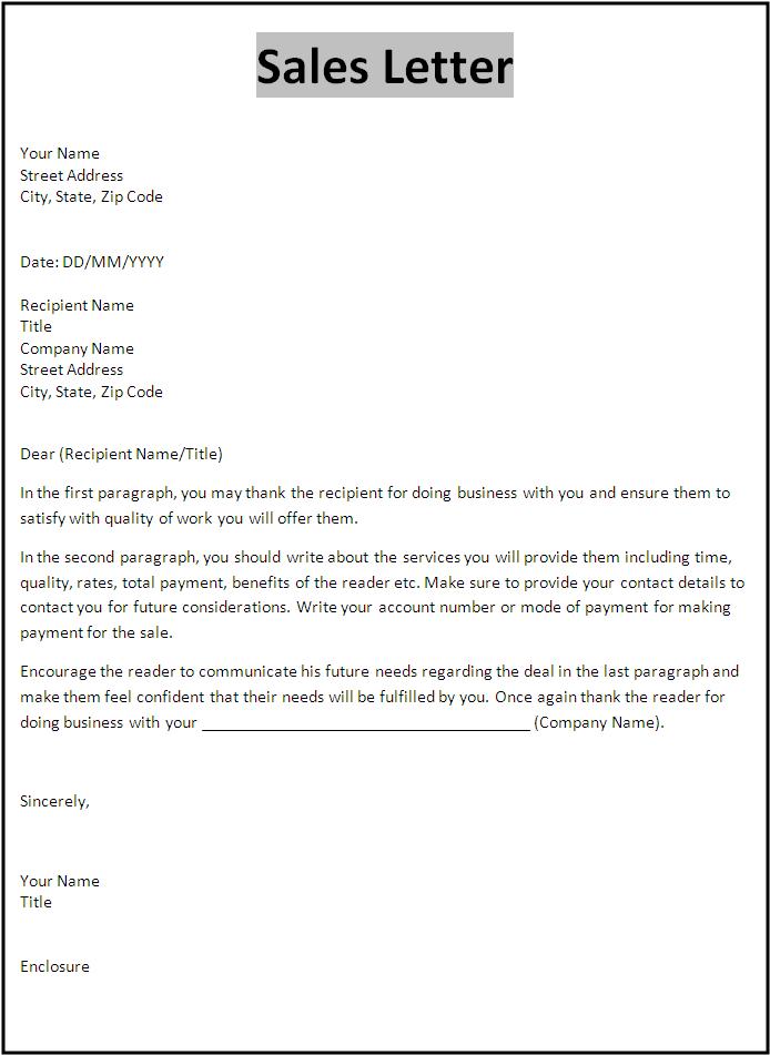 Sales Letter Template Free Word Templates