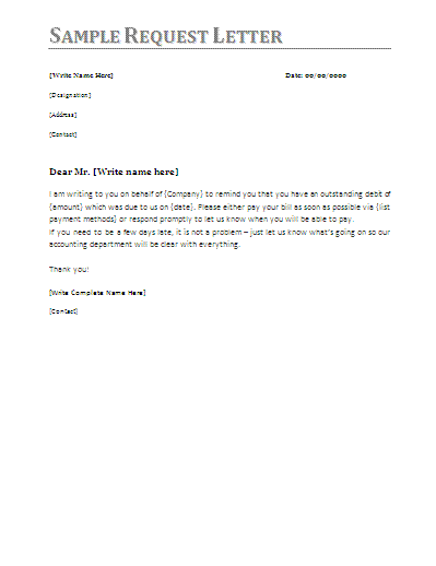 Request Letter Templates 11 Free Word Excel PDF Formats Samples 