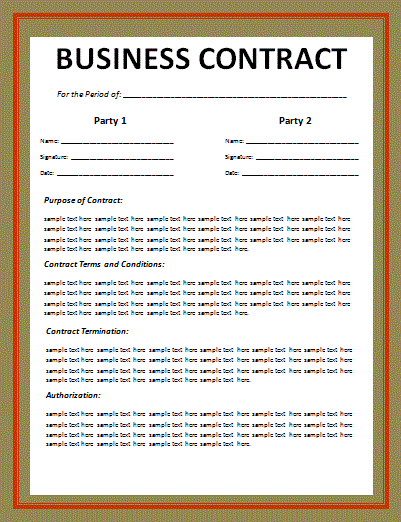 Business Contract Free Word Templates