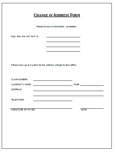 Printable Change Of Address Form For Employees Printable Forms Free 