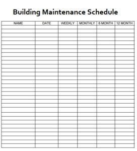 Maintenance Schedule Template | Free Word Templates