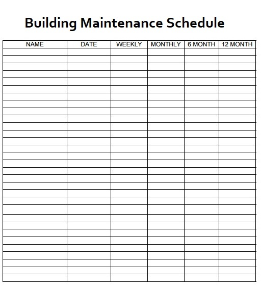 Maintenance Schedule Template Word