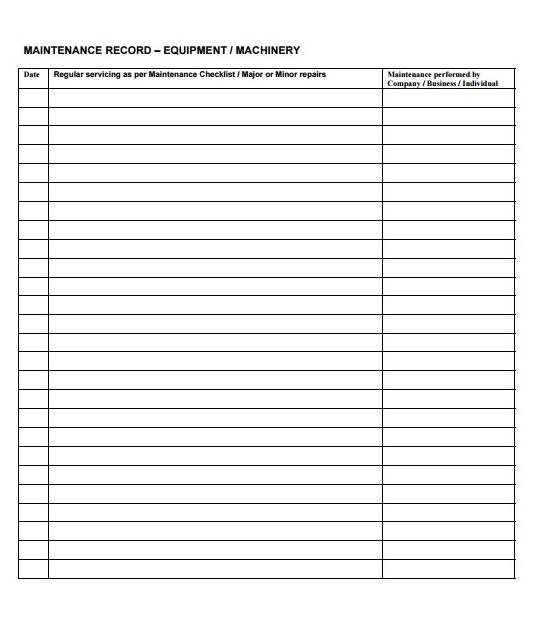 Maintenance Schedule Template Free Word Templates