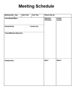 Meeting Schedule Template | Free Word Templates