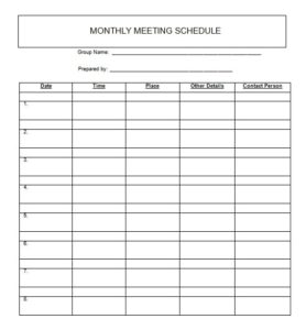 Meeting Schedule Template | Free Word Templates