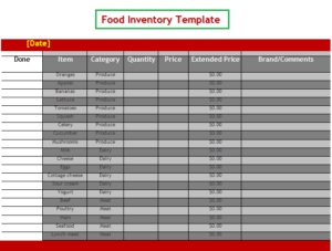 excel inventory template food home
