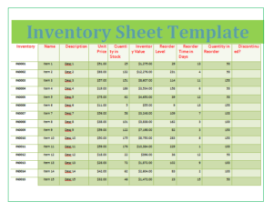 Inventory Sheet Templates | Free Word Templates