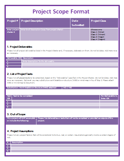 Project Scope Templates Free Word Templates