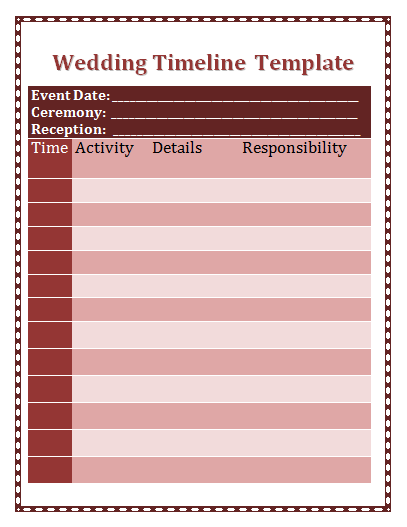 Wedding Timeline Template Free Word Templates