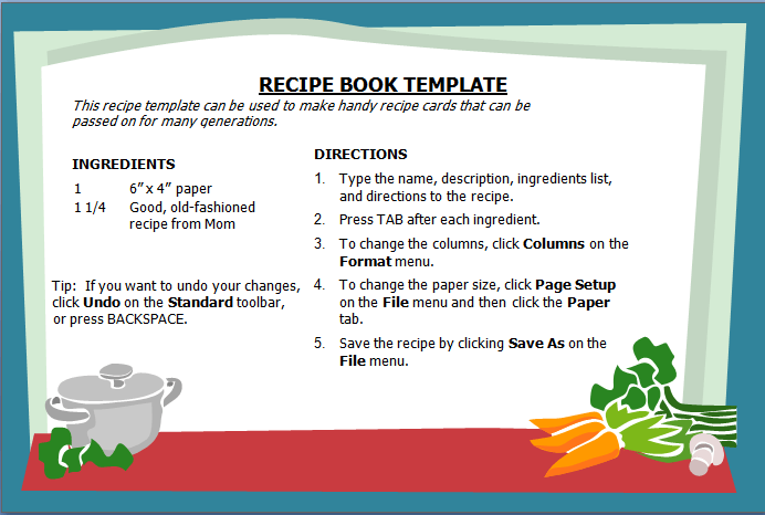 Recipe Book Template Free Word Templates