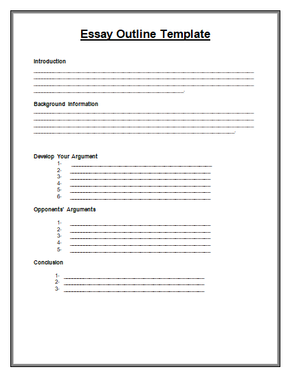 Essay Outline Template Free Word Templates
