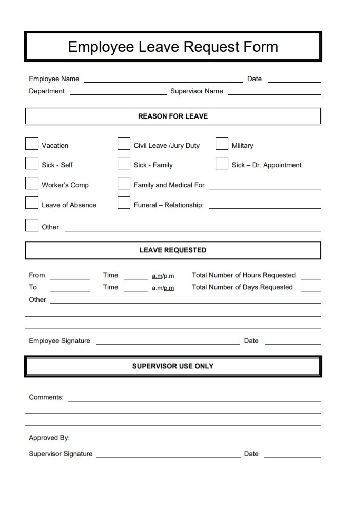 Leave Application Form Template Free Download Free Printable Templates