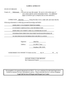 Affidavit Form | Free Word Templates