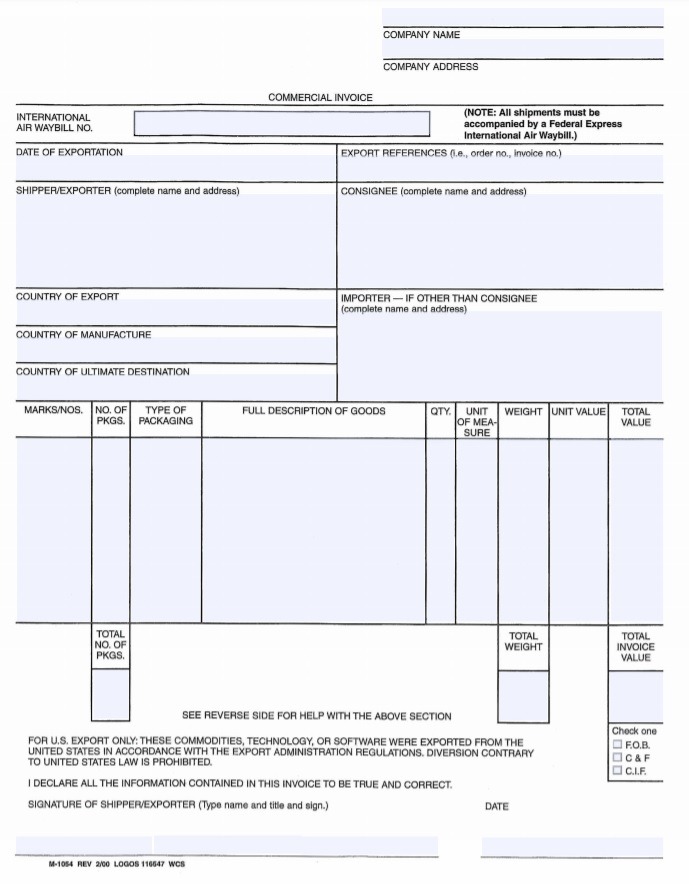 Shipping Invoice Template Free Word Templates