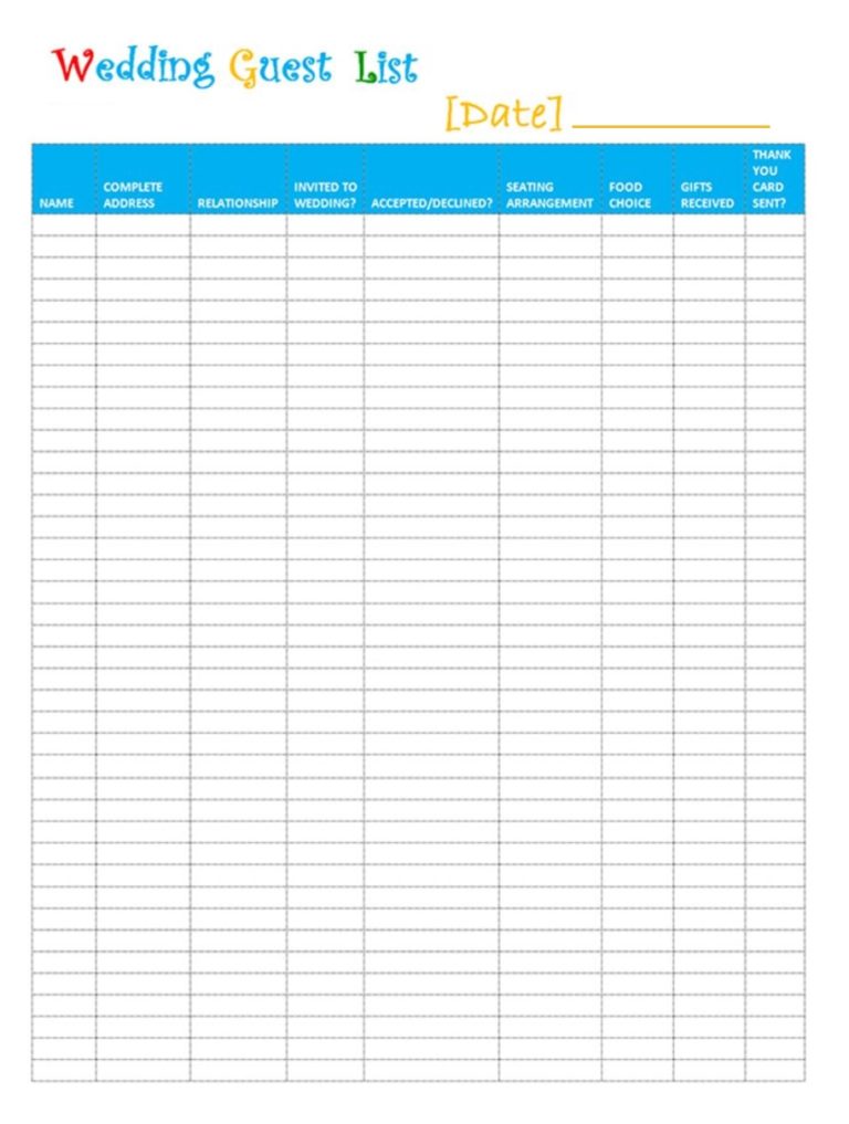 party Guest List | Free Word Templates